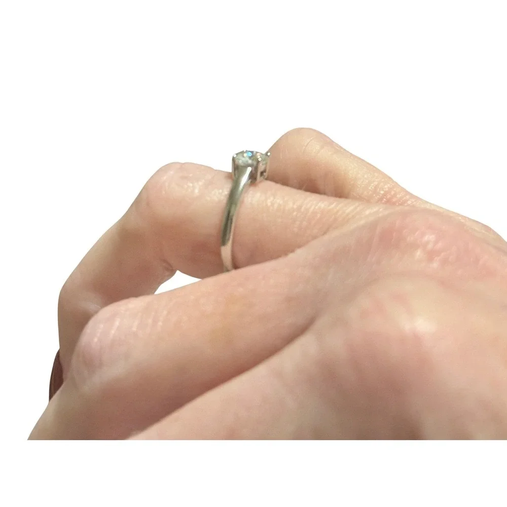 0.6ct Certified Moissanite Promise or engagement Ring 14K over 925 silver size 7